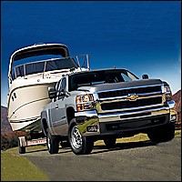 Performance has always been a focus of Silverado. With the available 367-hp Vortec MAX V8 and MAX Trailering Pack, this heavyweight can tow up to 10,500 pounds of just about whatever toy you want1. Whether you are taking your aluminum boat to your favorite fishing hole or your 27 ft offshore to this summer's poker run, this half-ton crew cab can handle it